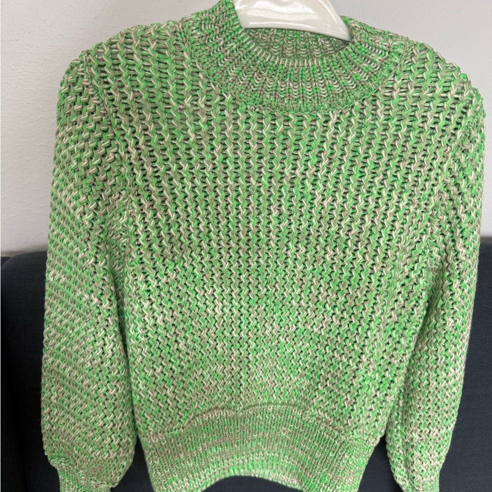 Green and Cream Women's Sweater